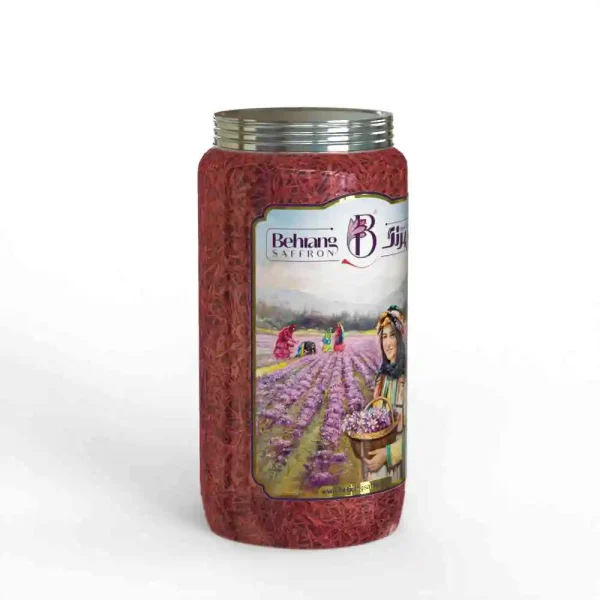 500 gram saffron behrang, red stigma of handpicked flowers in pet jar packaging